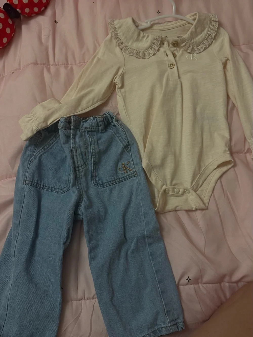 Calvin Klein Beige Floral-Print Kids Pajama Set